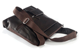 mocha leather Euro style cross body bag