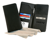 black leather RFID blocking passport wallet