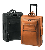 black and tan leather rolling carry-on bags