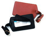 black and tan Vaqueta Napa leather luggage ID tags