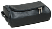 black Napa toiletry kit with horseshoe zippered opening
