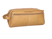 tan leather large multi pocket shaving kit