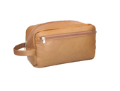 tan leather mid size zippered shaving kit
