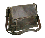 brown distressed leather messenger bag