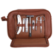 tan leather toiletry grooming comination kit bag